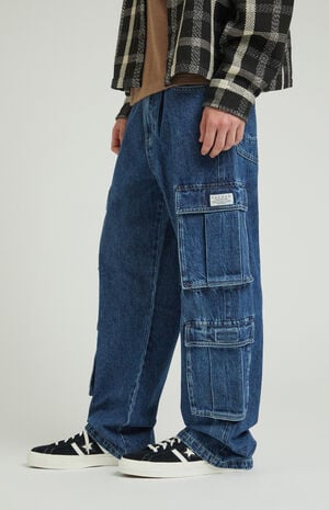 Dark Indigo Baggy Cargo Jeans image number 3