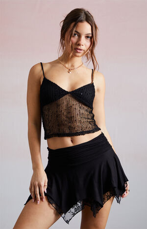 Lace Asymmetrical Mini Skort image number 3