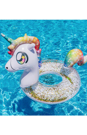 Inflatable 40" Glitter Unicorn Pool Tube image number 4