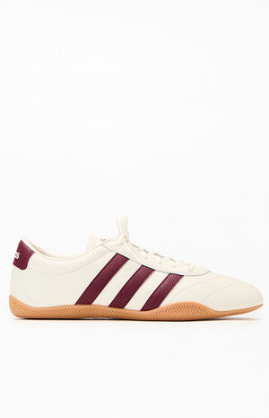 Women's White & Burgundy Grand Court Low Sneakers image number 1