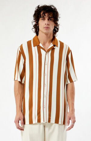 Taupe Stripe Camp Shirt image number 1