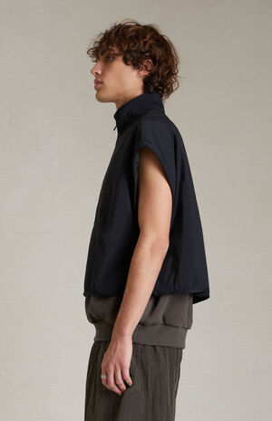 Ink Jet Black Nylon Fleece Mock Neck Vest image number 2