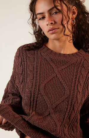 Violet Cable Knit Boxy  Sweater image number 2