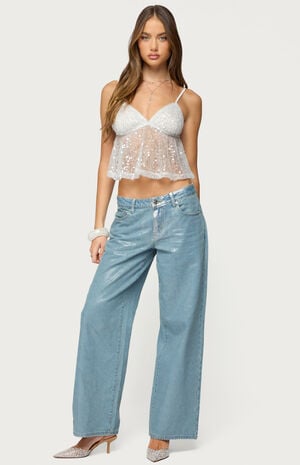 Sheer Sequin Babydoll Tank Top image number 5