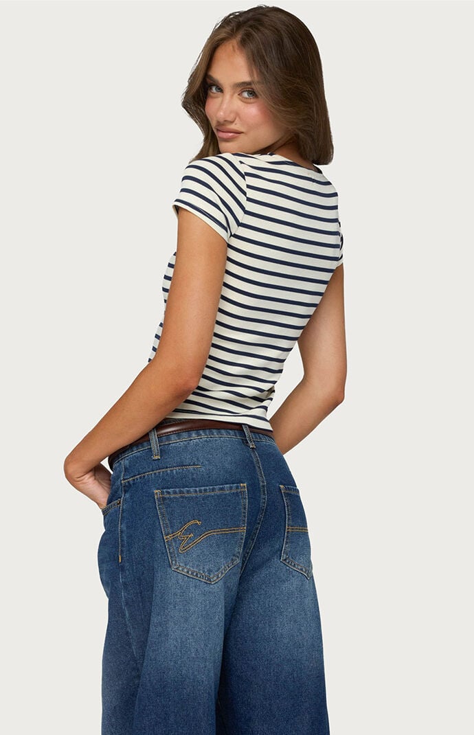 Edikted Bonita Striped Button Up Top