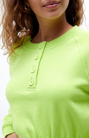 Cropped Cinched Henley Sweatshirt image number 2