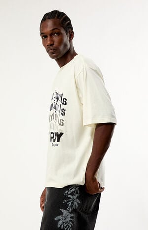 Cream Typographic Relaxed Boxy T-Shirt image number 3