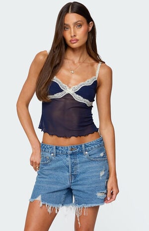 Contrast Lacey Mesh Tank Top image number 1