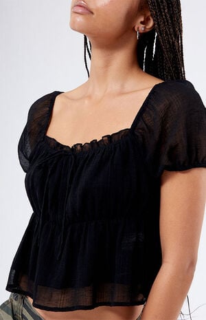 Short Sleeve Tie Front Bustier Top image number 2