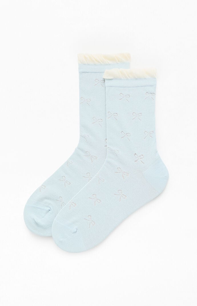 Pacsun Blue Bow Ruffle Crew Socks