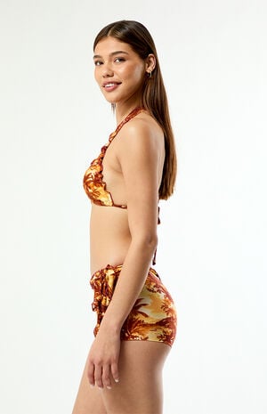 Tropical Lettuce-Edge Halter Bikini Top image number 4