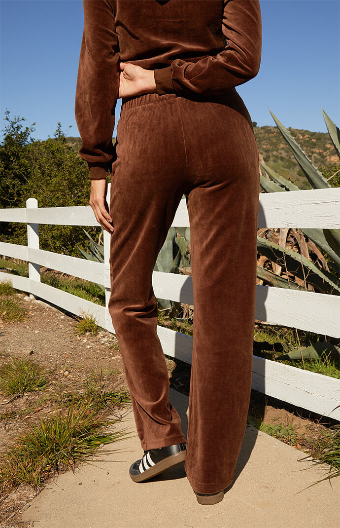 Brown velour sweatsuit clearance