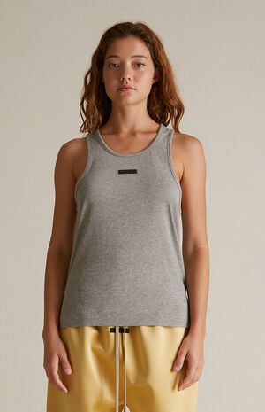Women's Dark Heather Oatmeal Tri-Blend Tank Top image number 2