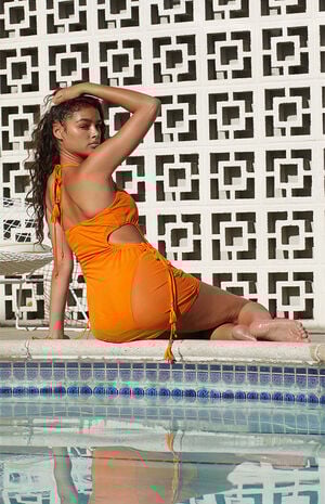 Orange Bimini Cinched Tie Dress image number 2