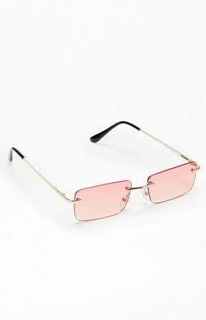 Pink Metal Square Sunglasses image number 1