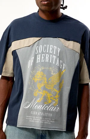 Blue Montclair Cropped Color Block T-Shirt image number 4