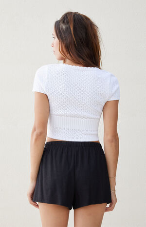 Lace Trim Linen Shorts image number 3