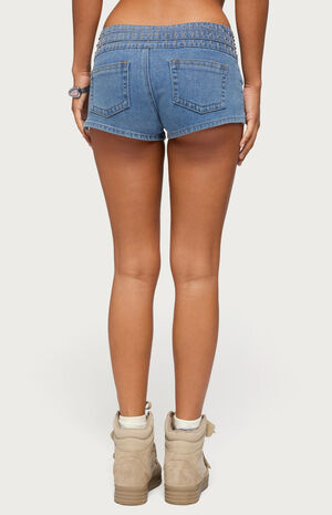 Odetta Studded Low Rise Jean Shorts image number 3