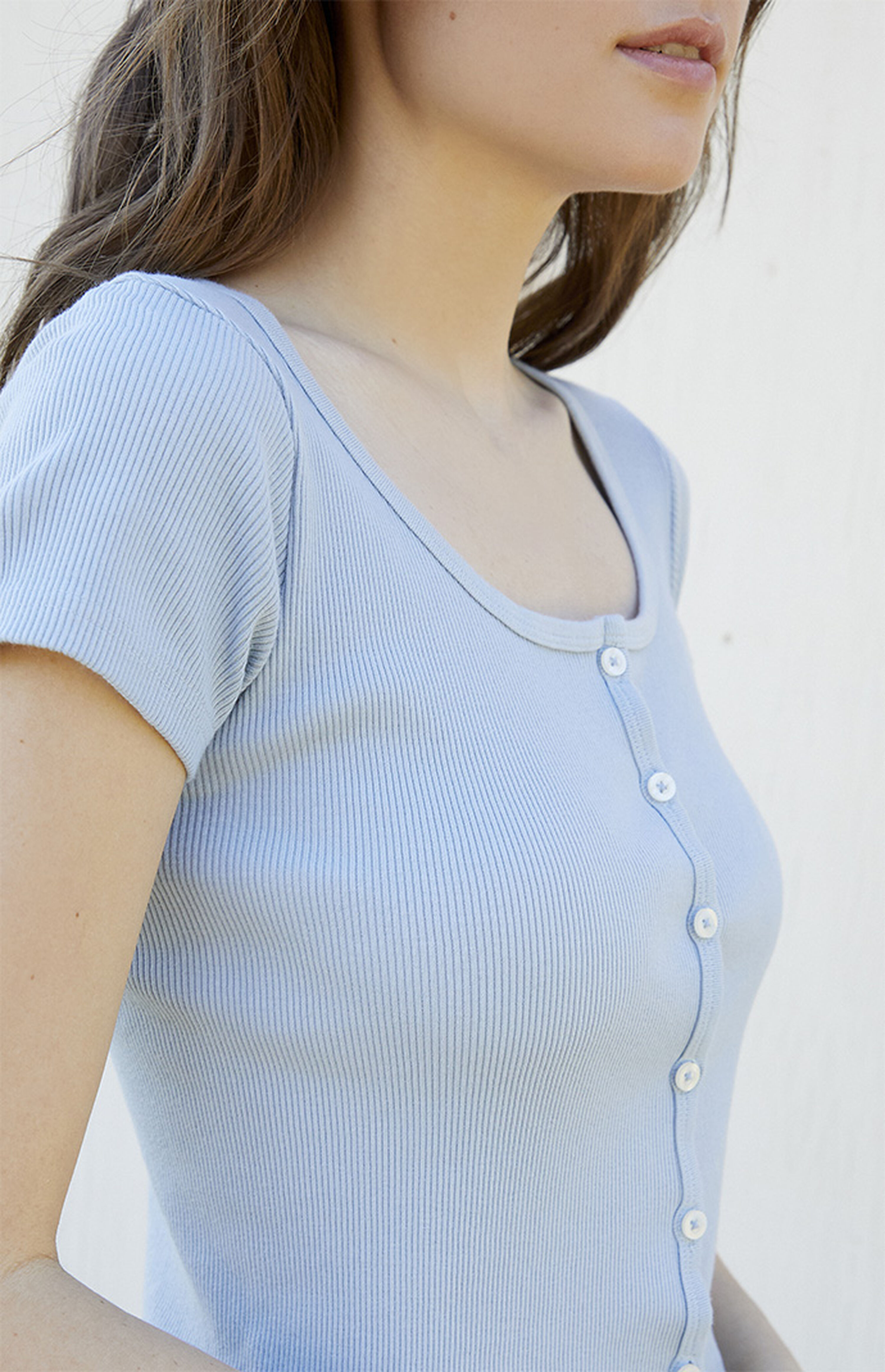 John Galt Light Blue Zelly Short Sleeve Top PacSun