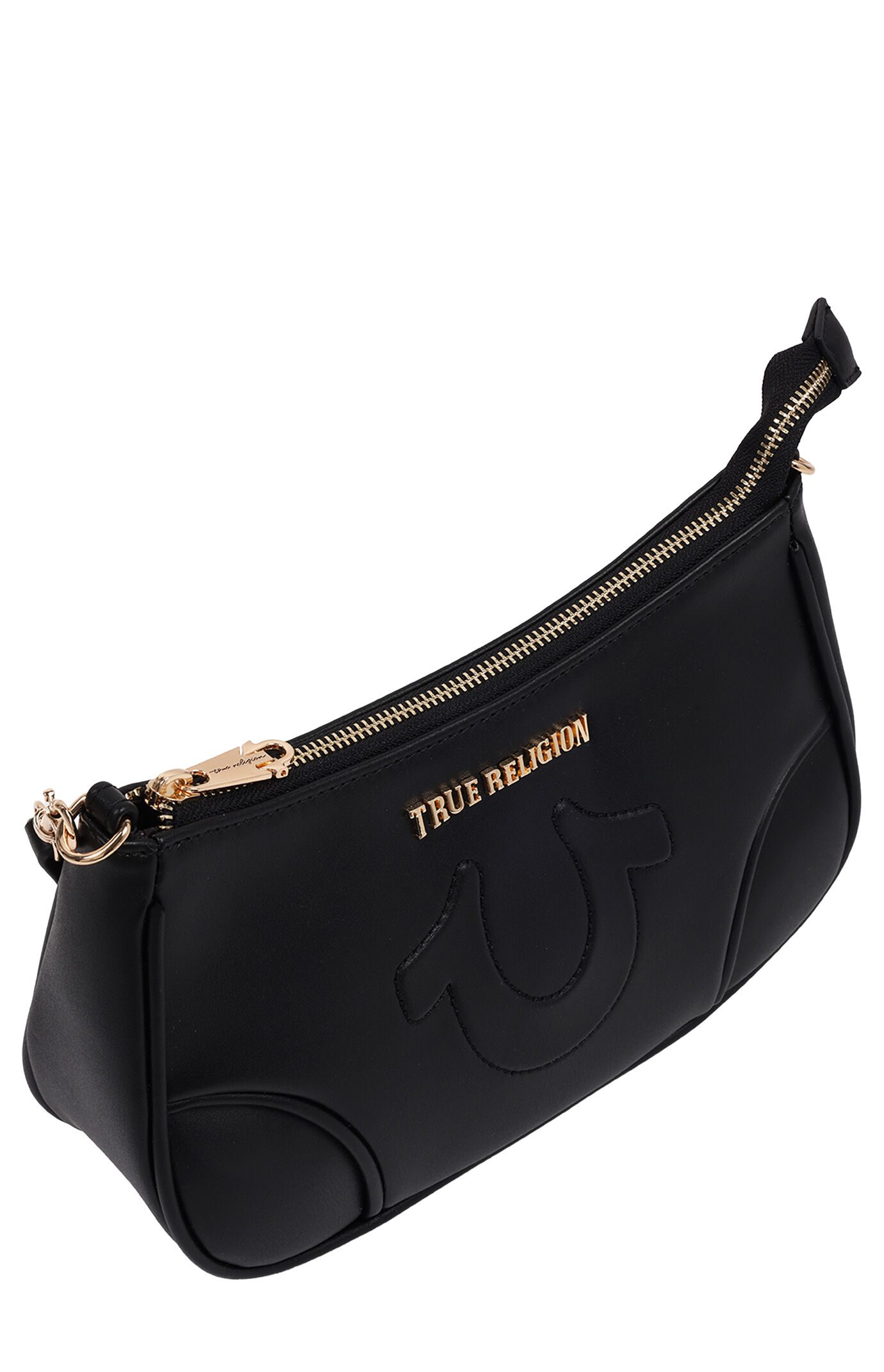 True Religion Black Trapunto Logo Shoulder Bag