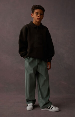 Off Black Knit Polo Sweater image number 2