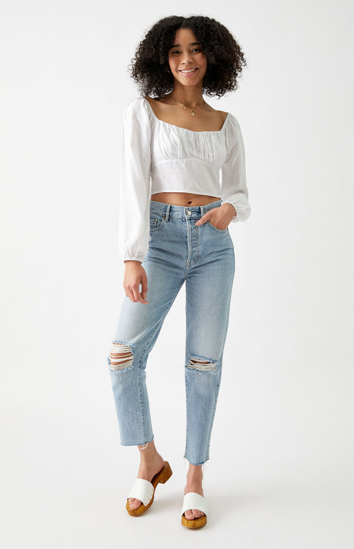 Long Sleeve Shirred Bodice Top
