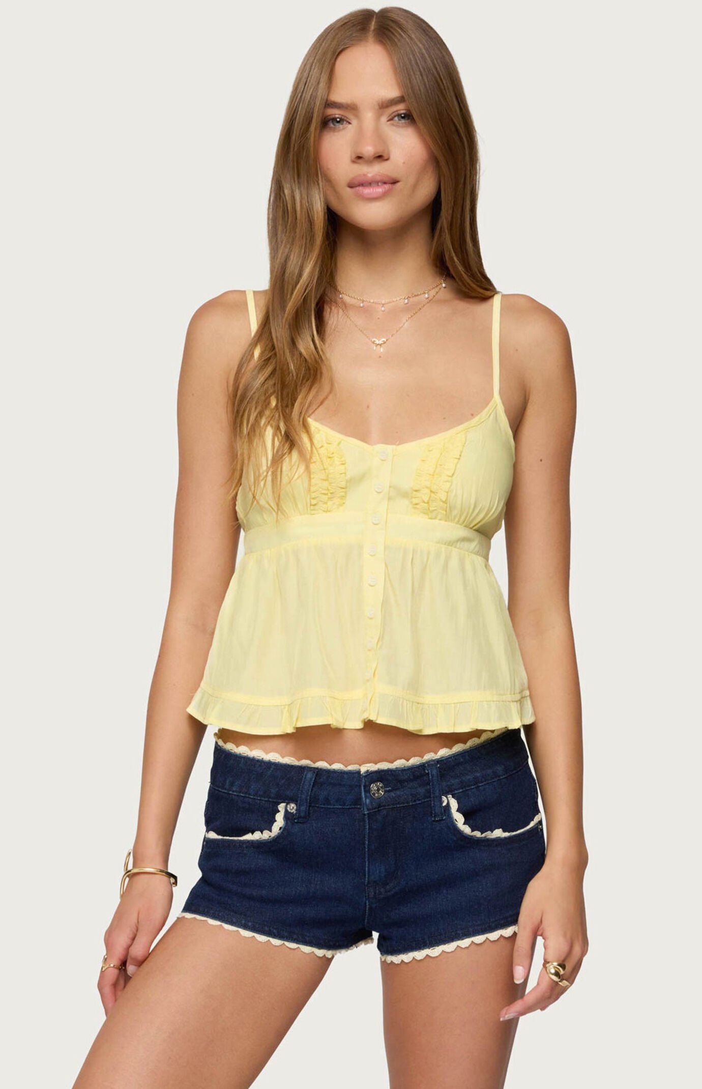 Edikted Halsey Ruffle Tank Top | PacSun