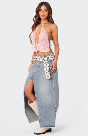 Sequin Crochet Open Back Top image number 2