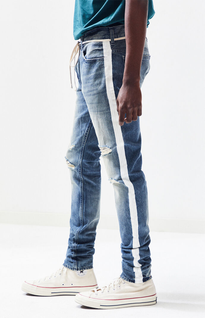 skinny jeans with stripe down the side mens