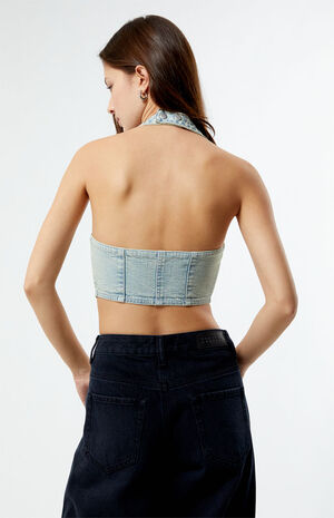Denim Halter Corset Vest image number 4