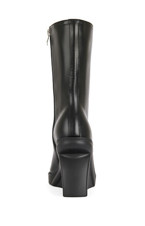 Women's Nolia Black Wedge Peep Toe Booties image number 3