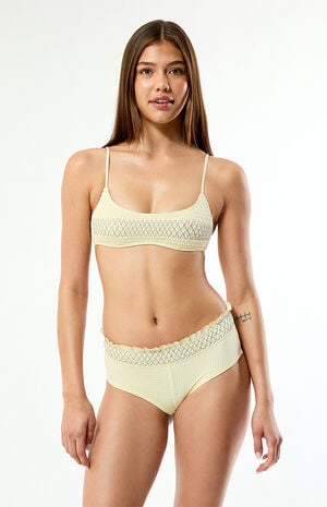 Yellow Gingham Alina Smocked Swim Shorts image number 4