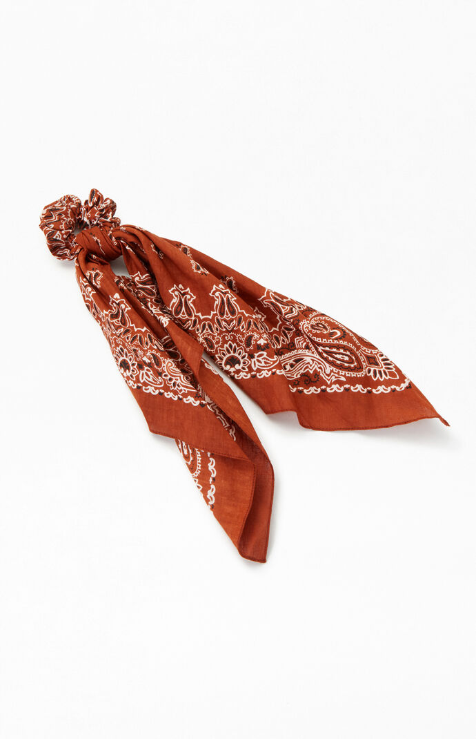 Brown Bandana Print Flowy Scrunchie