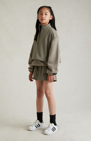 Essentials Dust Heather Grey Nylon Fleece Mock Neck Sweatshirt image number 6