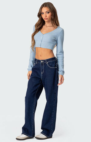 V Neck Cropped Cardigan image number 4