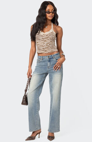 Zebra Printed Halter Top image number 2