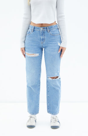 Medium Indigo Ripped '90s Straight Leg Jeans image number 1