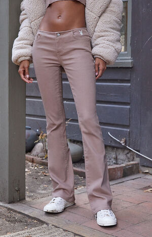By PacSun Brown No Waistband Low Rise Bootcut Jeans image number 2