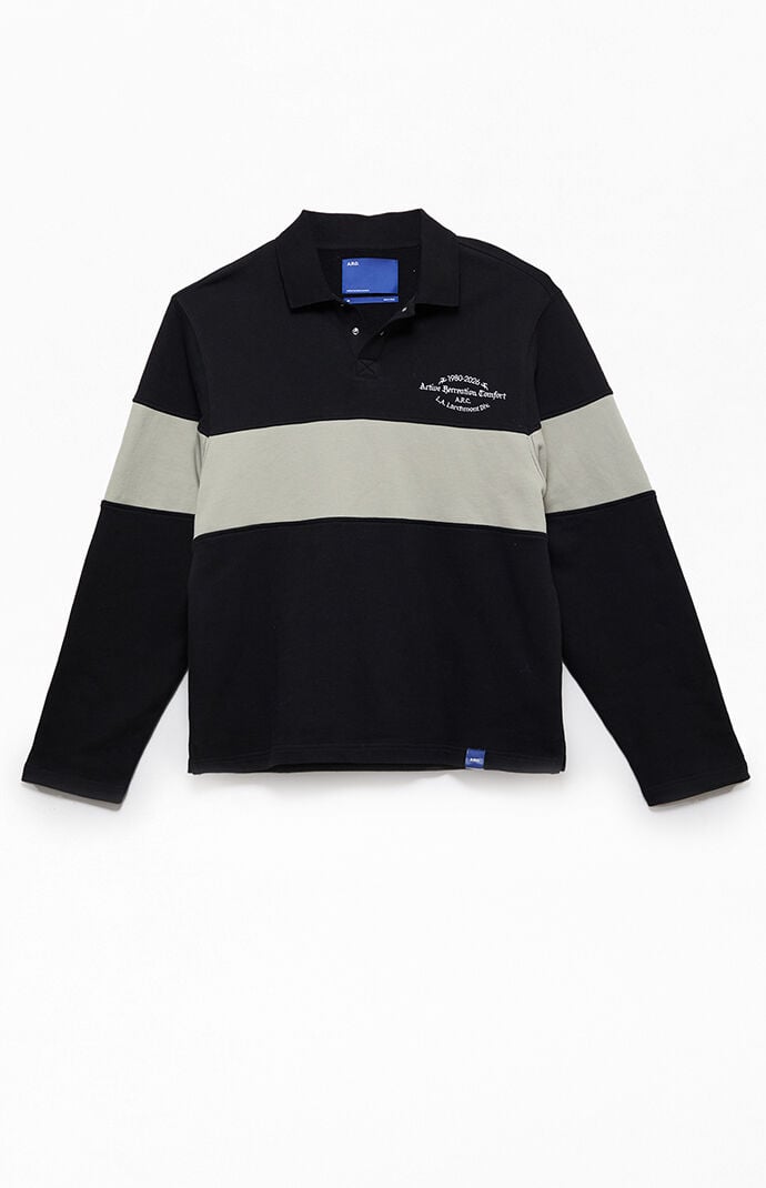 A.R.C. Black Rugby Long Sleeve Polo Shirt