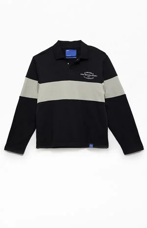 Black Rugby Long Sleeve Polo Shirt image number 1