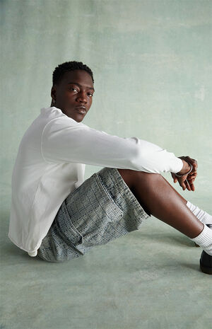 Jacquard Extreme Baggy Cargo Denim Shorts image number 5