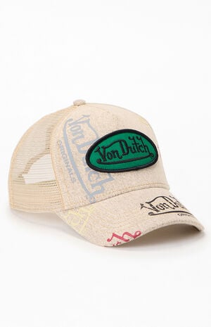 Beige Tagged Trucker Hat&nbsp; image number 1
