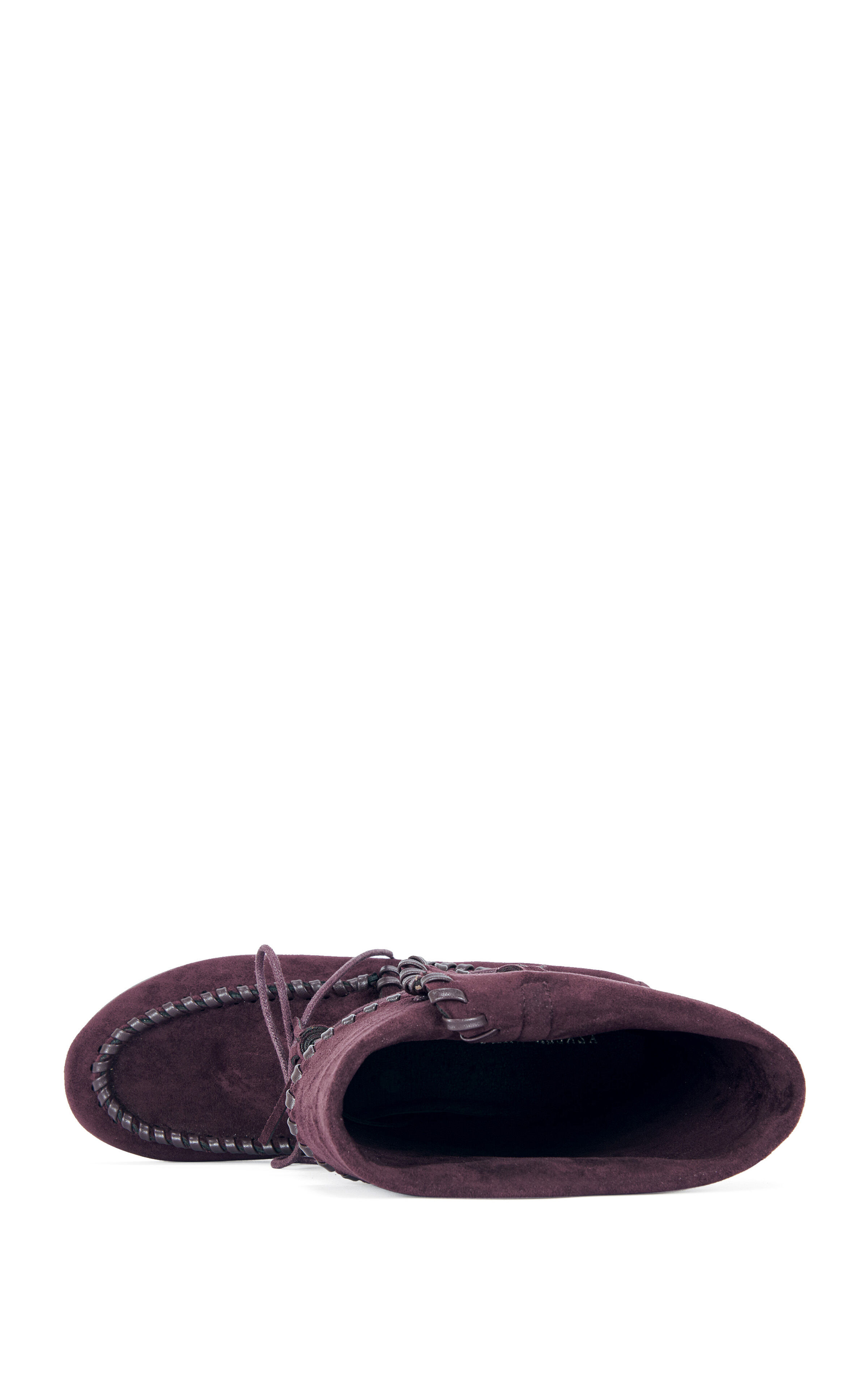 AZALEA WANG Women's Weret Plum Faux Suede Moccasin Booties