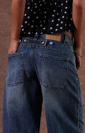 Sloane Low Rise Ultra Baggy Jeans Button Tab Dark Blue image number 2