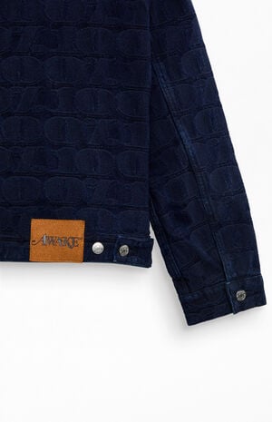 Navy Jacquard&nbsp;Denim&nbsp;Jacket image number 3