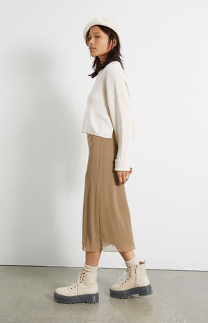 Green Mesh Midi Skirt image number 2