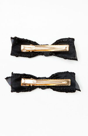2 Pack Black Bow Hair Clips image number 3