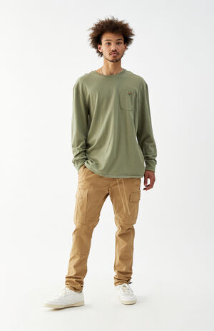 Utility Khaki Slim Cargo Pants image number 4