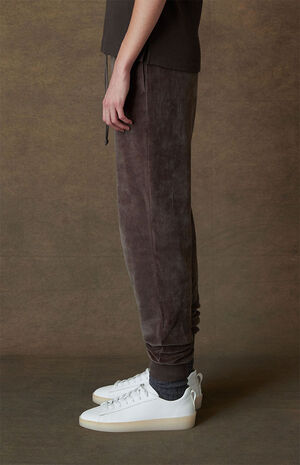 Women's Off Black Velour Sweatpants image number 3
