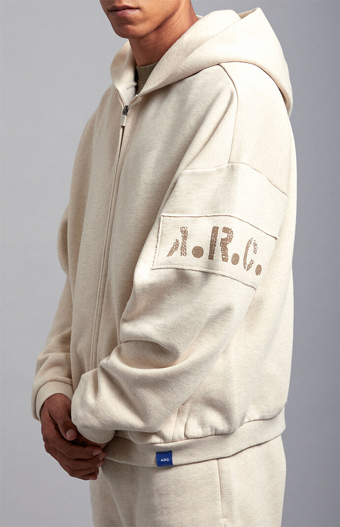 A.R.C. Heather Oatmeal Heavyweight Full Zip Hoodie